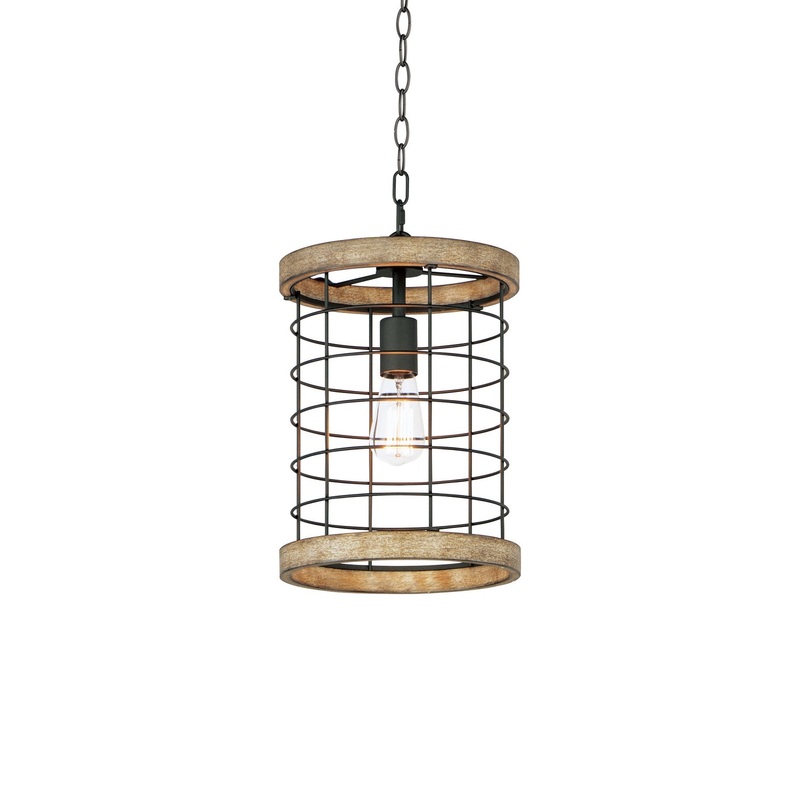 Homestead One Light Pendant in Driftwood / Black