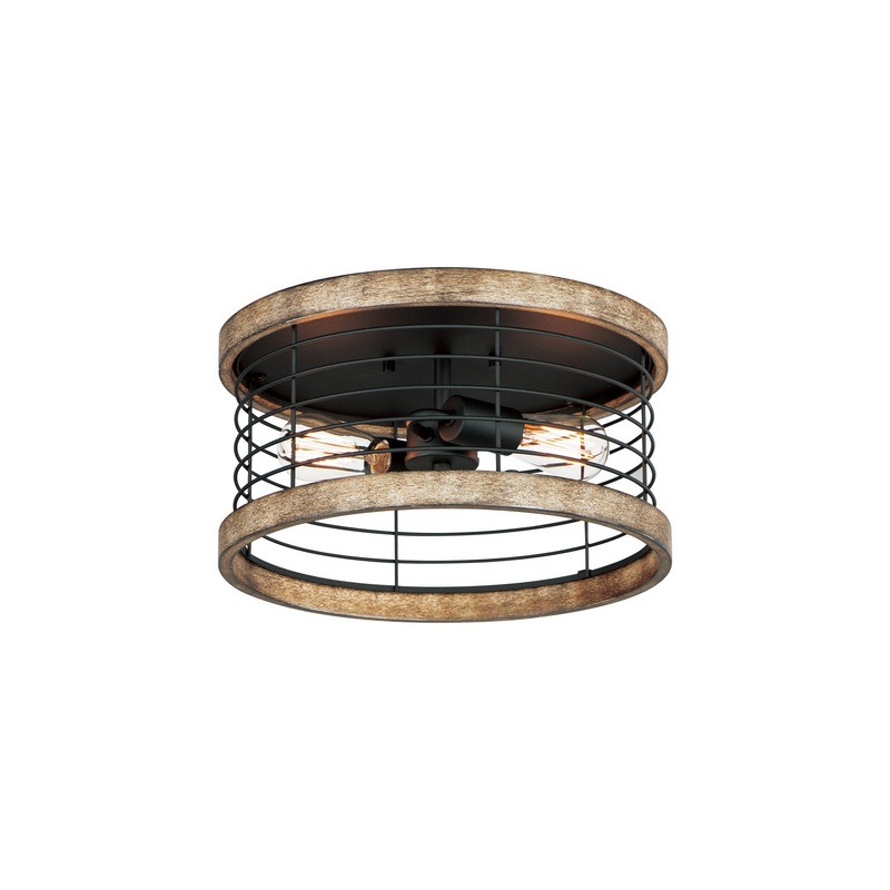 Homestead Two Light Semi-Flush Mount in Driftwood / Black
