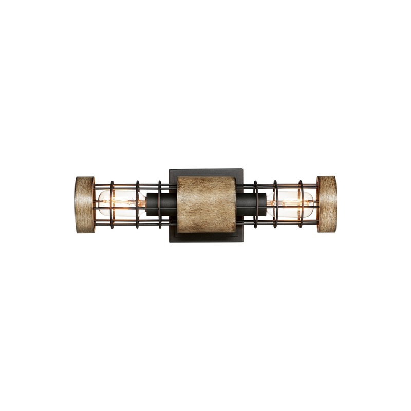 Homestead Two Light Wall Sconce in Driftwood / Black