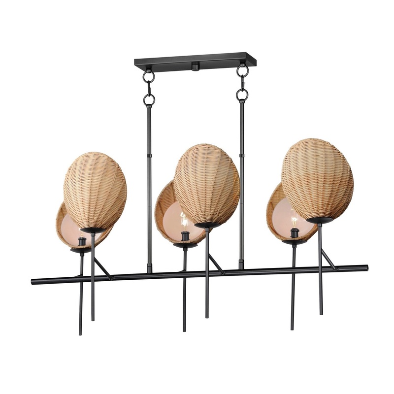 Maldives Six Light Linear Chandelier in Black