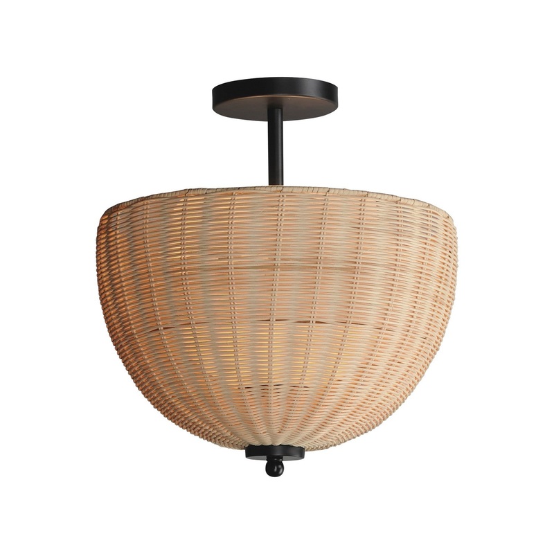 Maldives Two Light Semi Flush/Pendant in Black