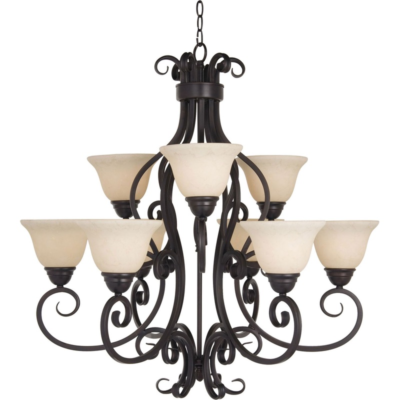 Manor Nine Light Chandelier in Oil Rubbed Bronze
