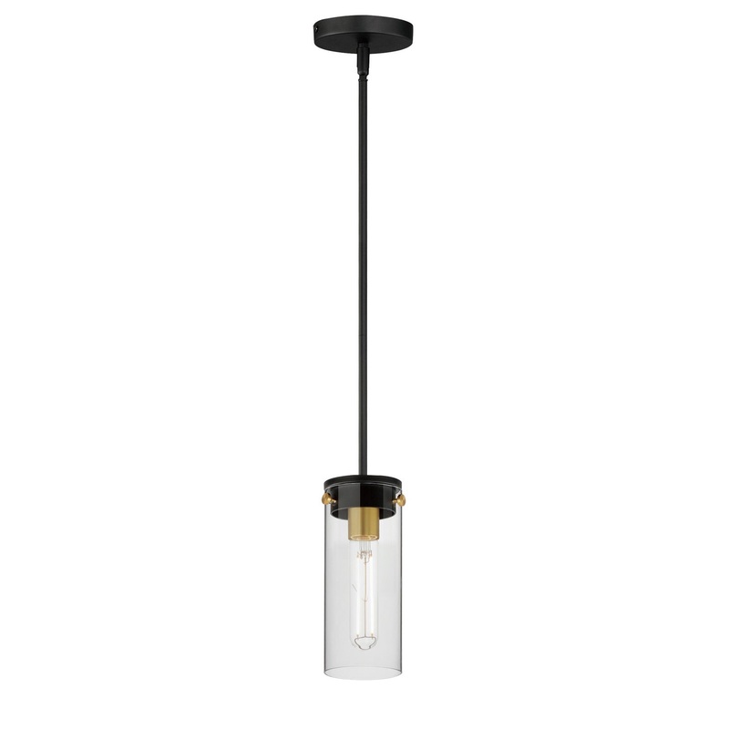 Pinn One Light Mini Pendant in Black / Satin Brass