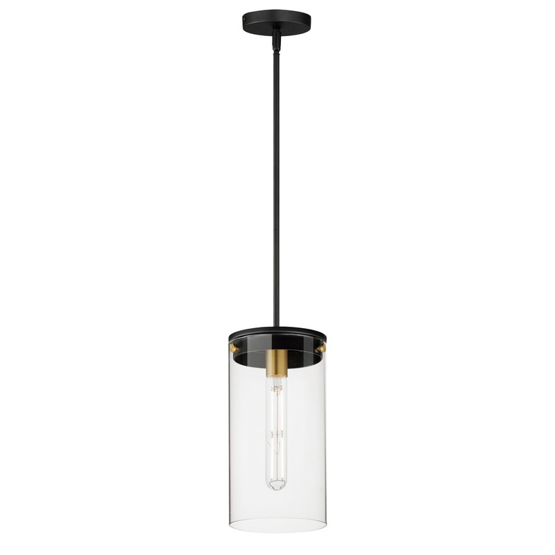 Pinn One Light Pendant in Black / Satin Brass