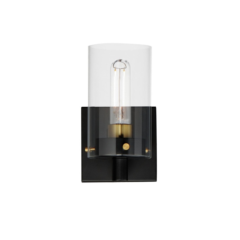 Pinn One Light Wall Sconce in Black / Satin Brass