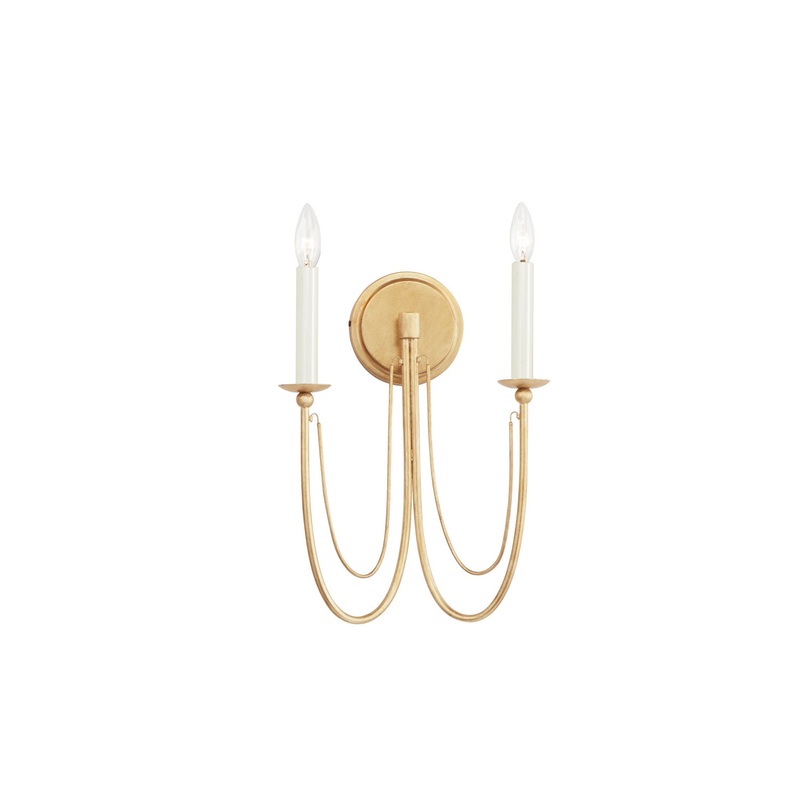 Plumette Two Light Wall Sconce in Gold Leaf