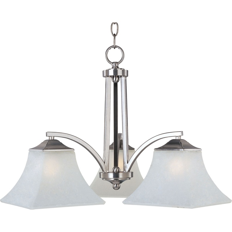 Aurora Three Light Chandelier in Satin Nickel
