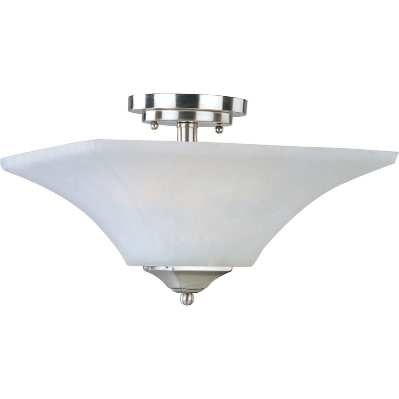 Aurora Two Light Semi-Flush Mount in Satin Nickel