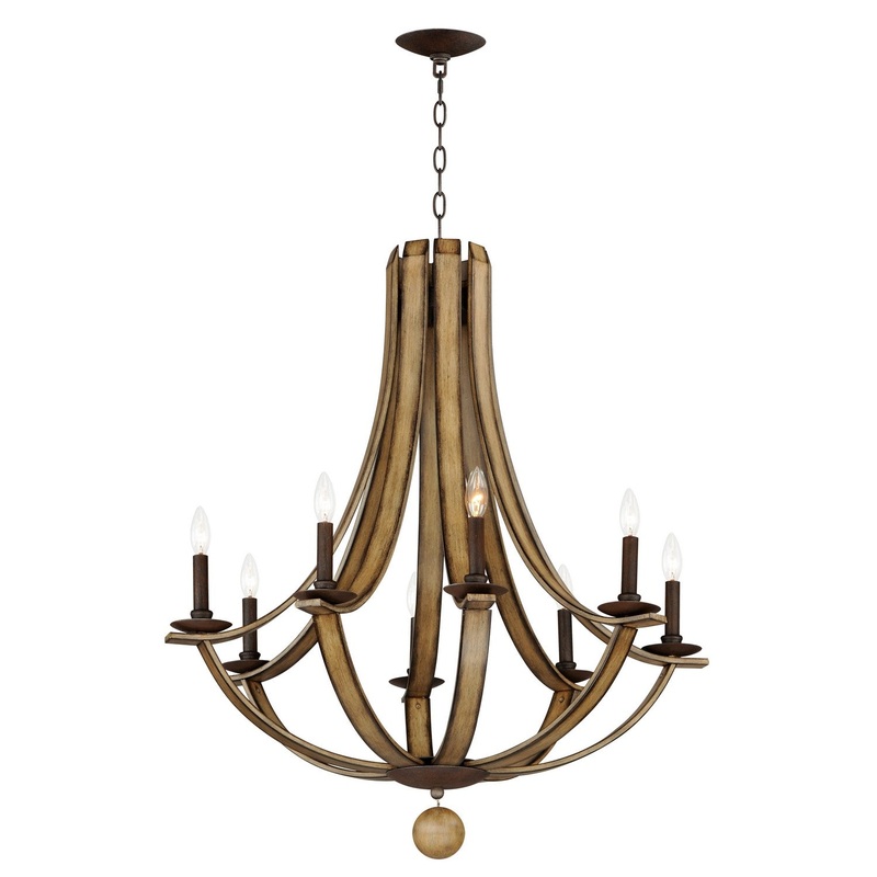 Basque Eight Light Chandelier in Driftwood/Anthracite