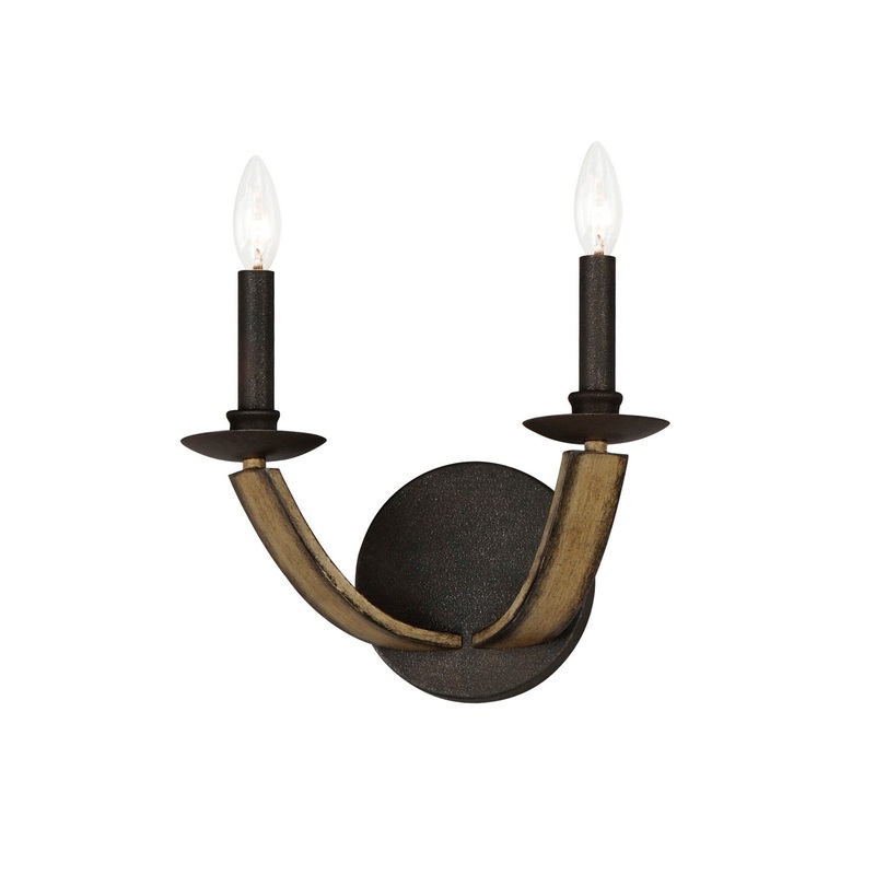 Basque Two Light Wall Sconce in Driftwood/Anthracite