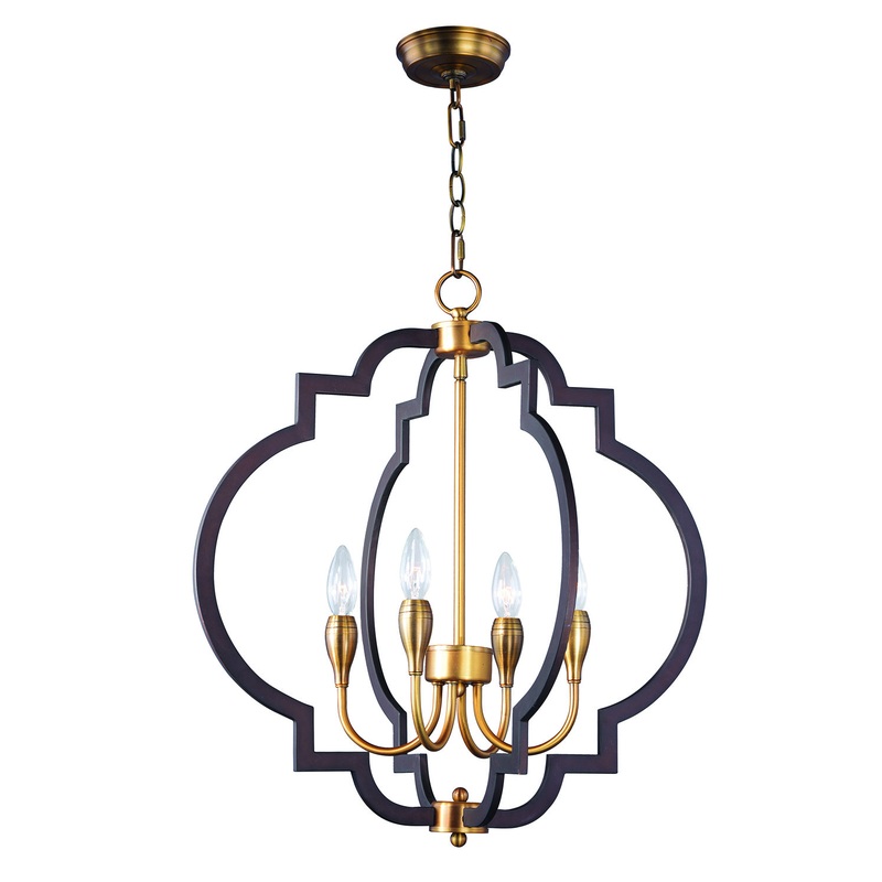 Crest Four Light Chandelier in Oil Rubbed Bronze / Antique Brass