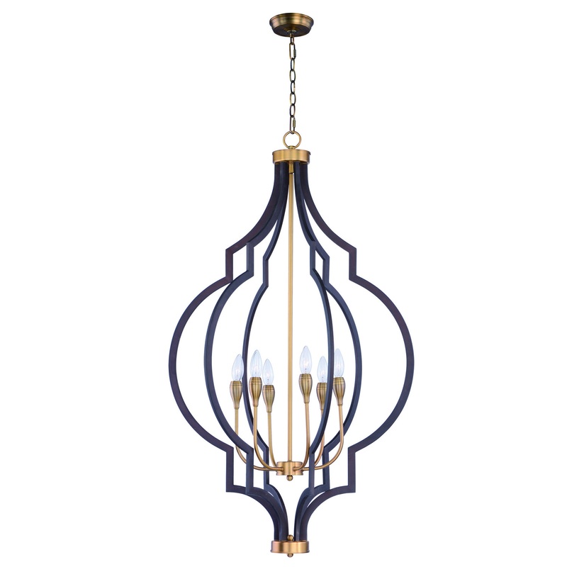 Crest Six Light Chandelier in Oil Rubbed Bronze / Antique Brass