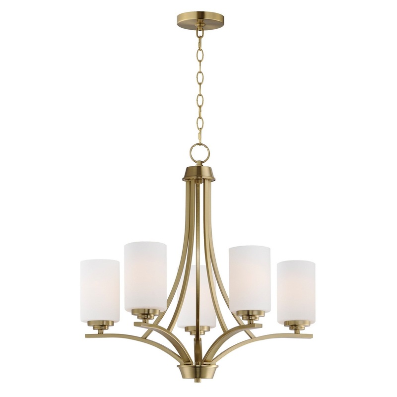 Deven Five Light Chandelier in Satin Brass