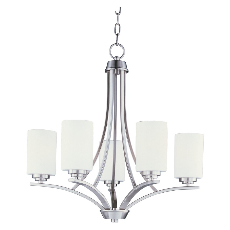 Deven Five Light Chandelier in Satin Nickel