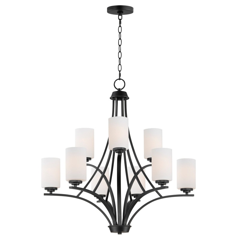 Deven Nine Light Chandelier in Black