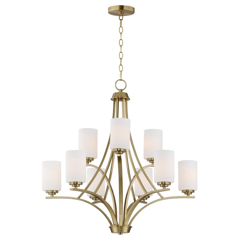 Deven Nine Light Chandelier in Satin Brass