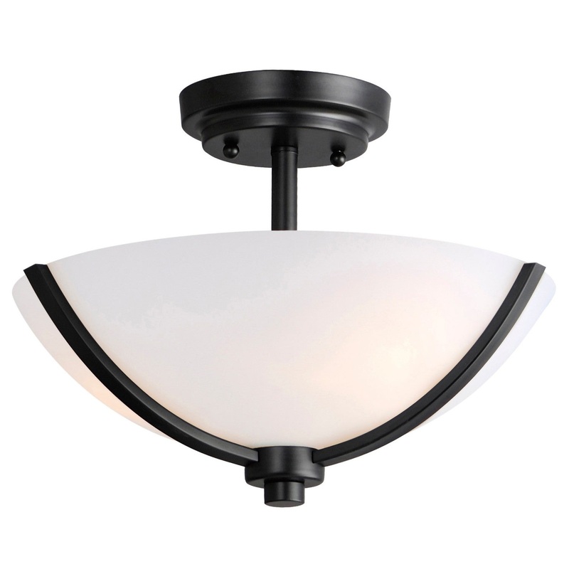 Deven Three Light Semi Flush Mount in Black