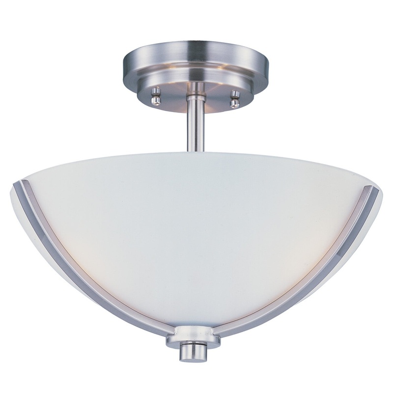 Deven Three Light Semi-Flush Mount in Satin Nickel