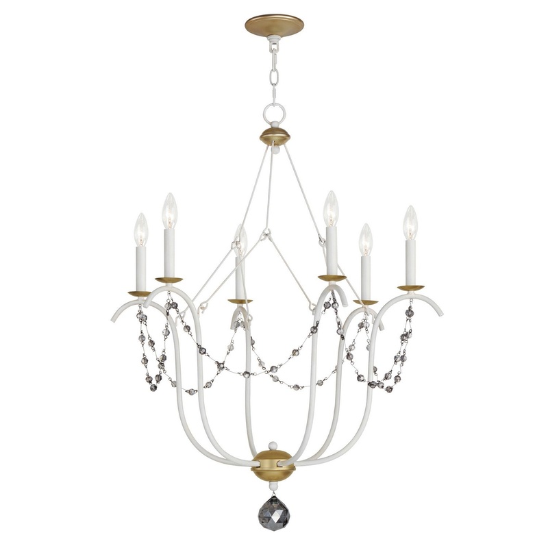 Formosa Six Light Chandelier in Ecru/Venetian Gold