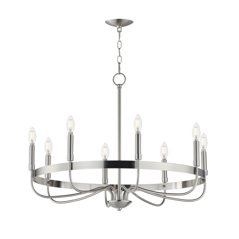 Frankie Eight Light Chandelier in Satin Nickel