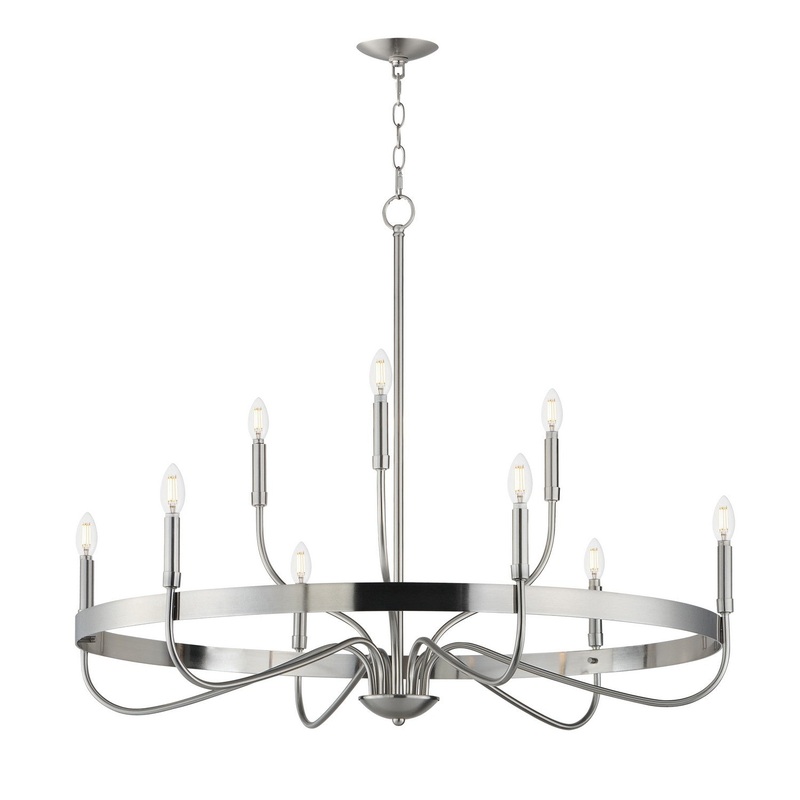Frankie Nine Light Chandelier in Satin Nickel