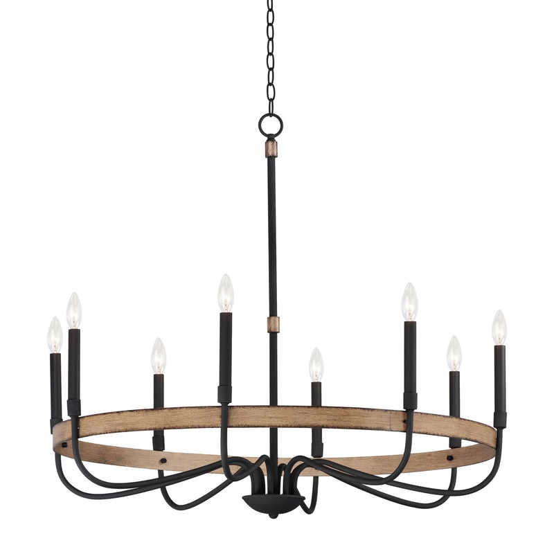Franklin Eight Light Chandelier in Driftwood / Black