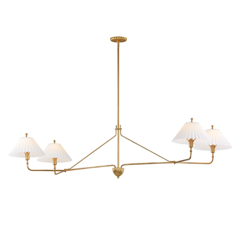 Kismet Four Light Linear Pendant in Gold Leaf