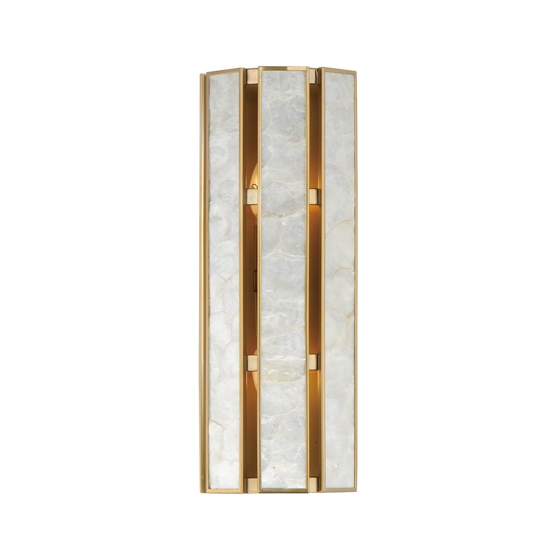 Miramar Two Light Wall Sconce in Capiz / Natural Aged Brass