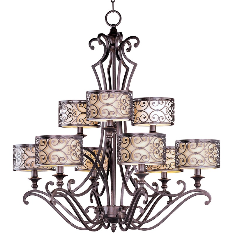 Mondrian Nine Light Chandelier in Umber Bronze