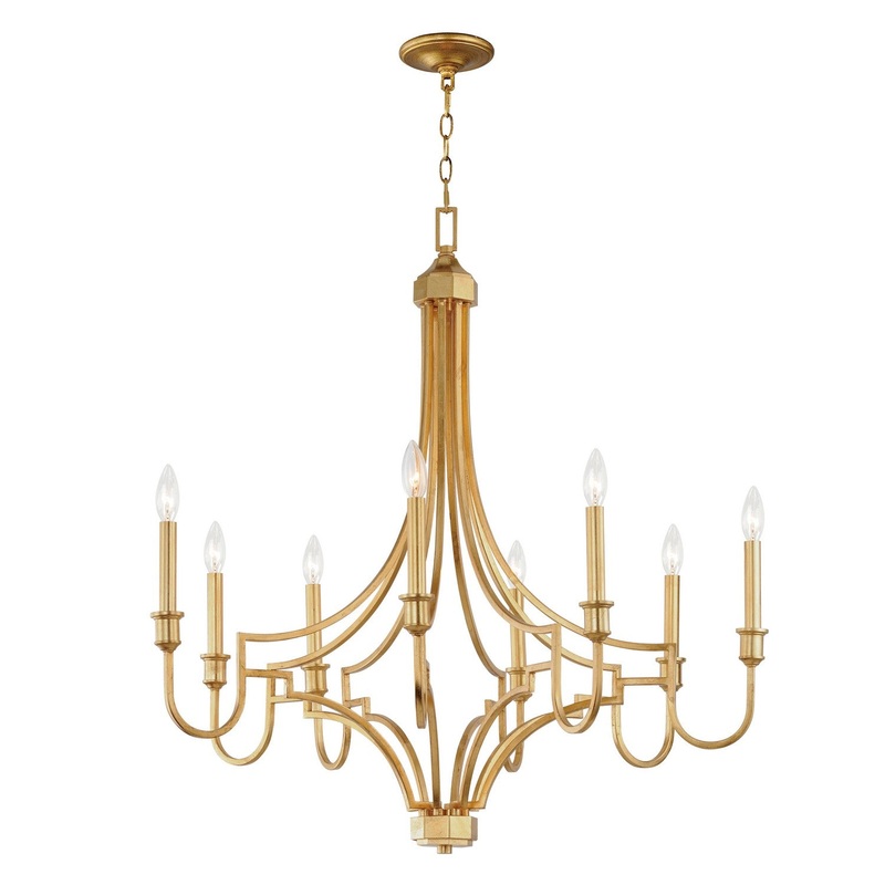 Normandy Eight Light Chandelier in Gold Leaf