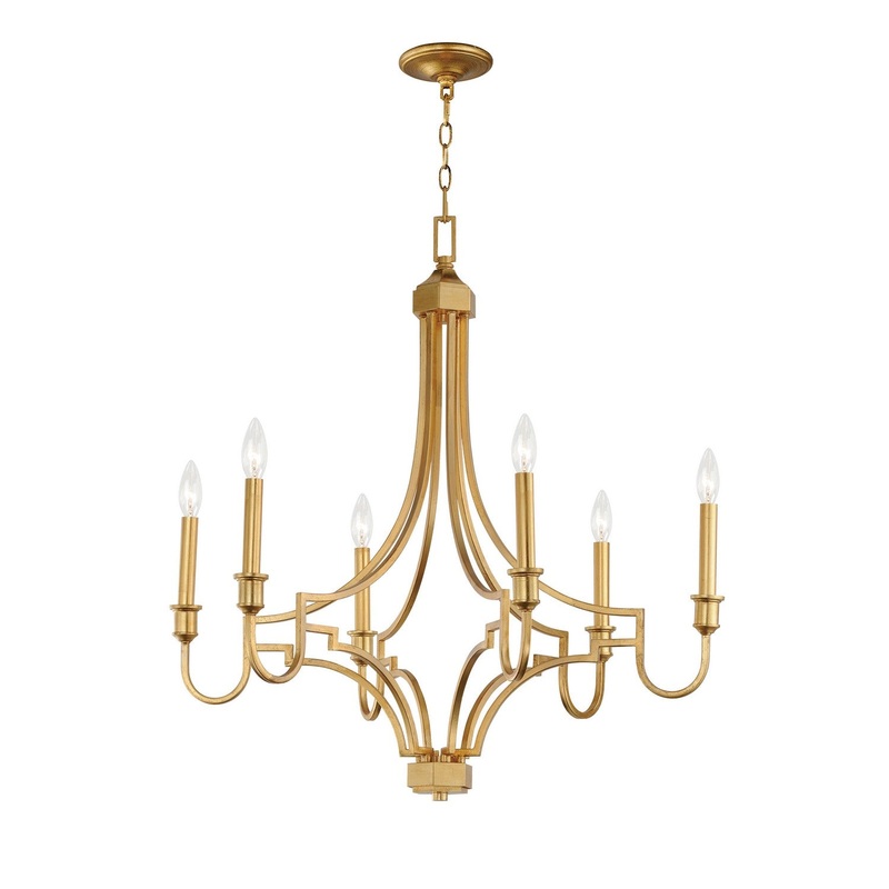 Normandy Six Light Chandelier in Gold Leaf