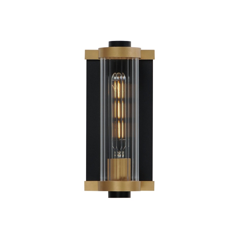 Opulent One Light Outdoor Wall Sconce in Black / Antique Brass