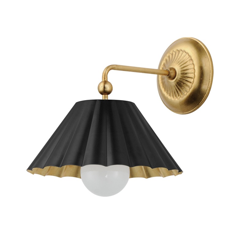 Primrose One Light Wall Sconce in Black / Gold Leaf