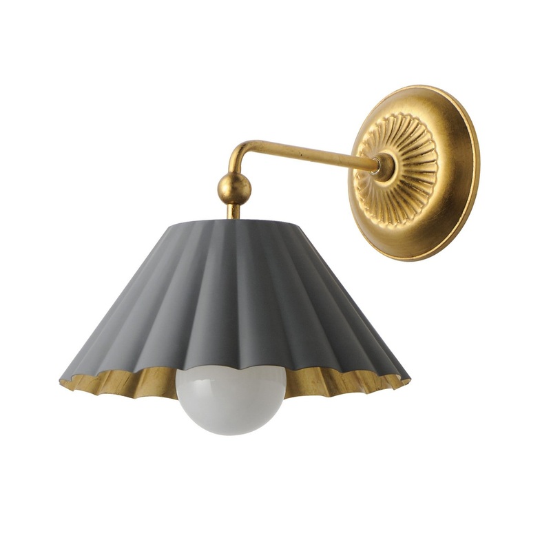 Primrose One Light Wall Sconce in Dark Grey / Gold Leaf