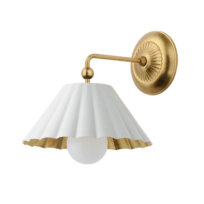 Primrose One Light Wall Sconce in Matte White / Gold Leaf