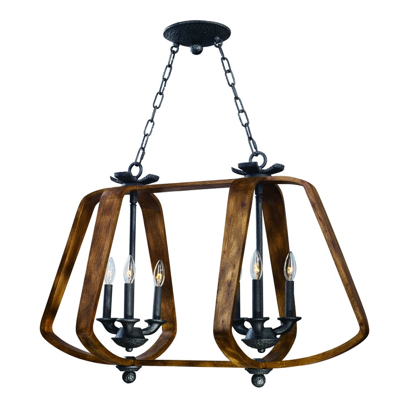 Road House Six Light Chandelier in Barn Wood / Iron Ore