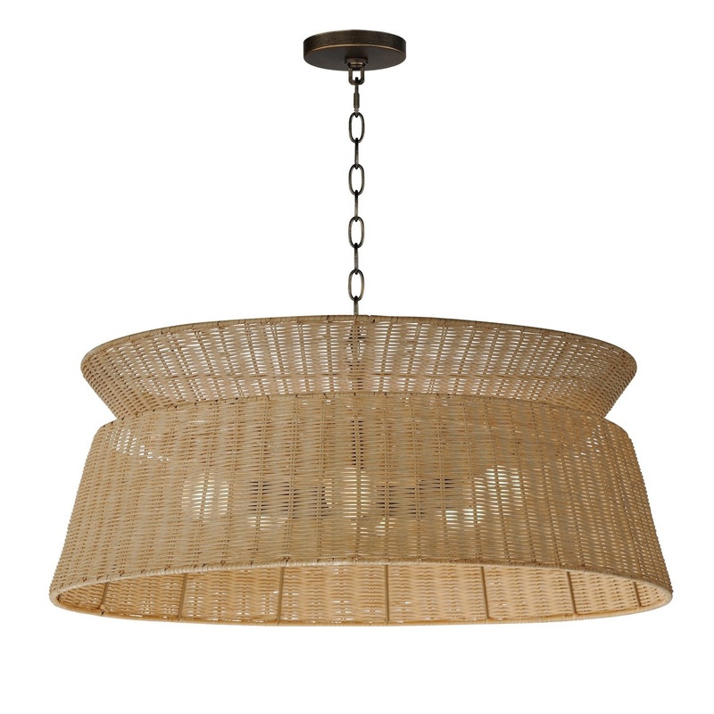 Tulum Six Light Chandelier in Dark Bronze