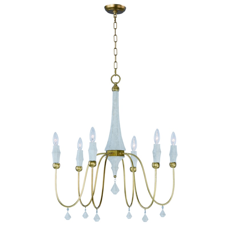 Claymore Six Light Chandelier in Claystone / Gold Leaf