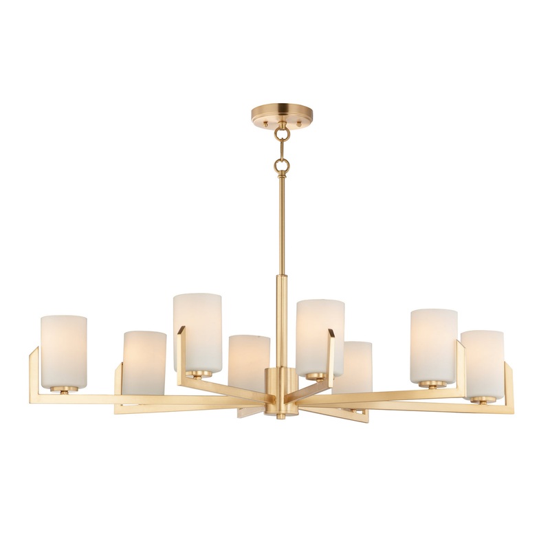 Dart Eight Light Chandelier in Satin Brass