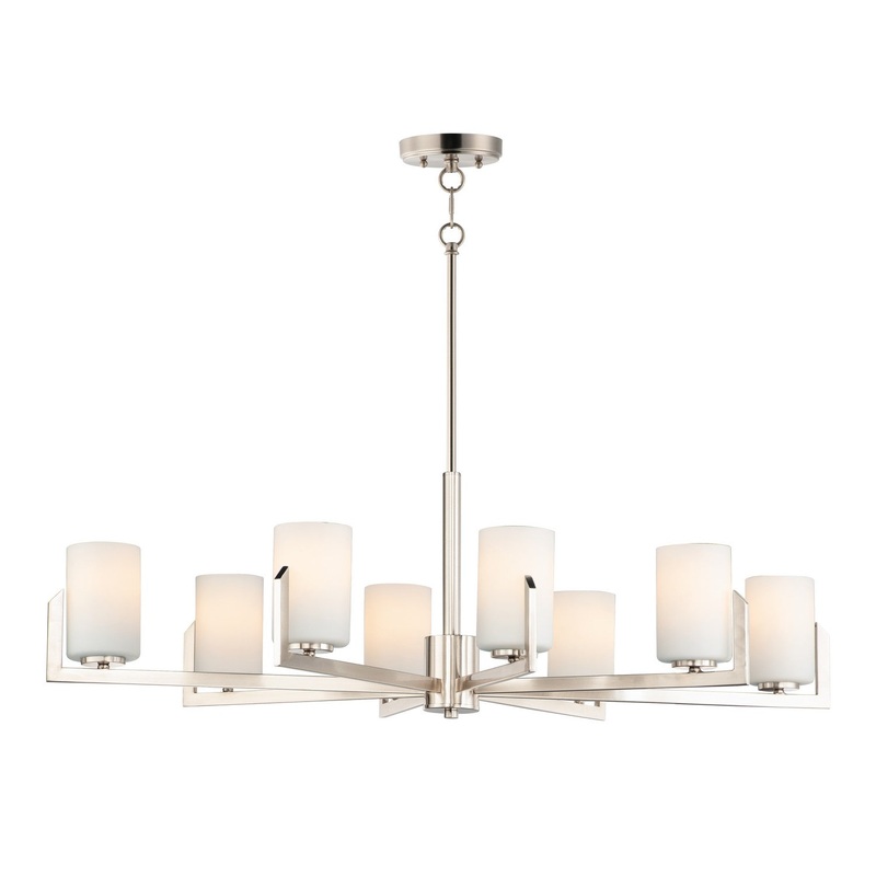 Dart Eight Light Chandelier in Satin Nickel