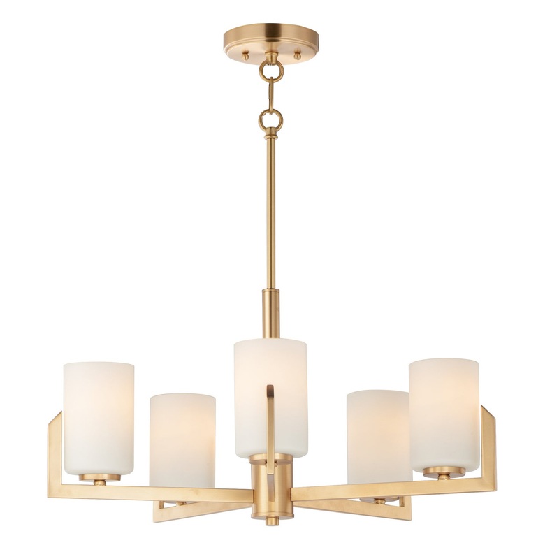 Dart Five Light Chandelier in Satin Brass