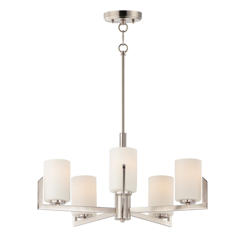 Dart Five Light Chandelier in Satin Nickel