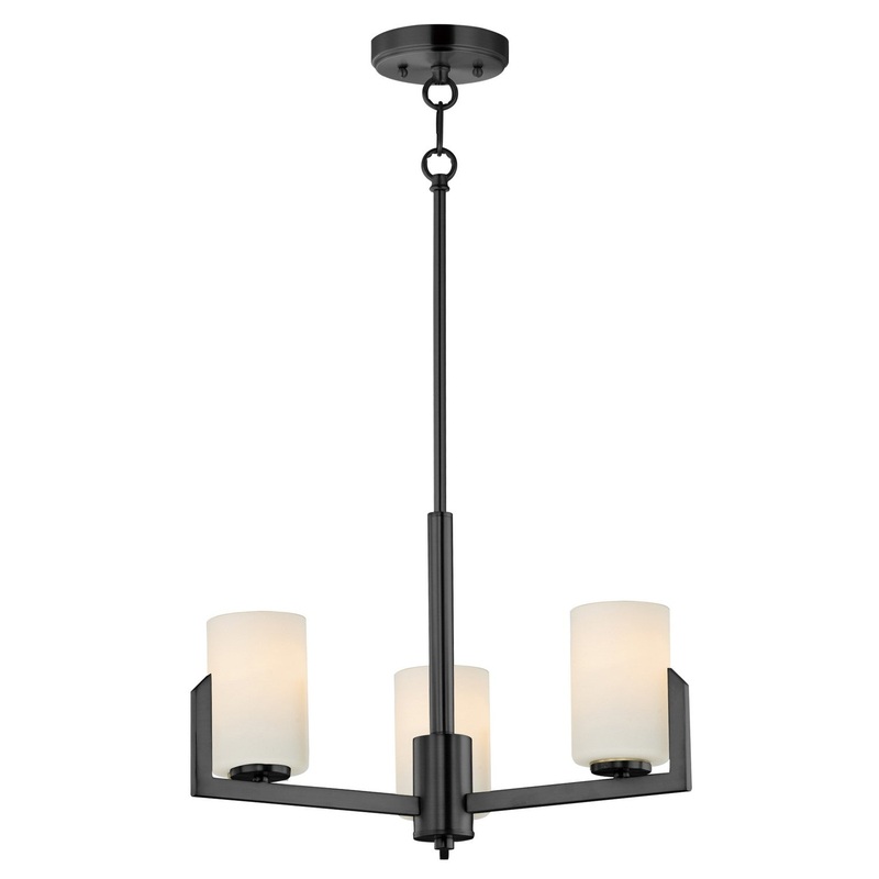 Dart Three Light Chandelier in Black
