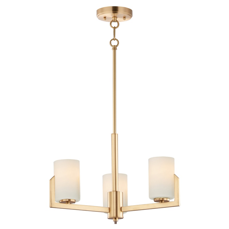 Dart Three Light Chandelier in Satin Brass