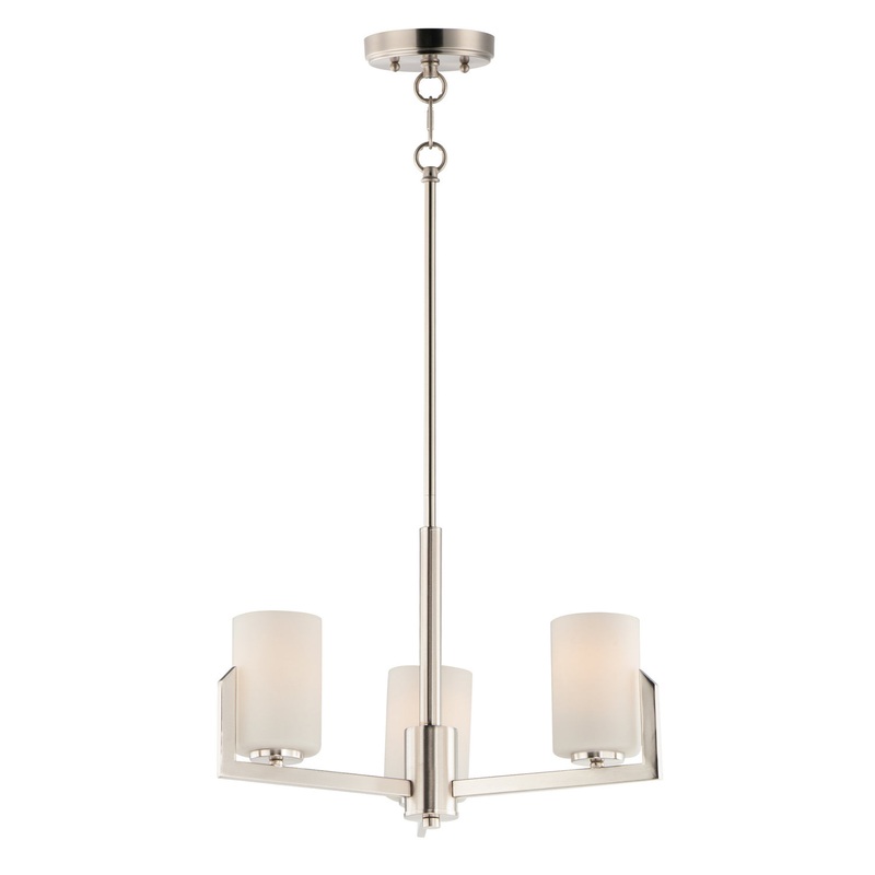 Dart Three Light Chandelier in Satin Nickel