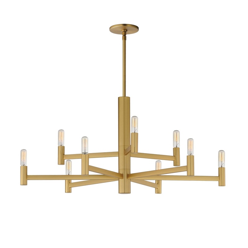 Emana Nine Light Chandelier in Natural Aged Brass