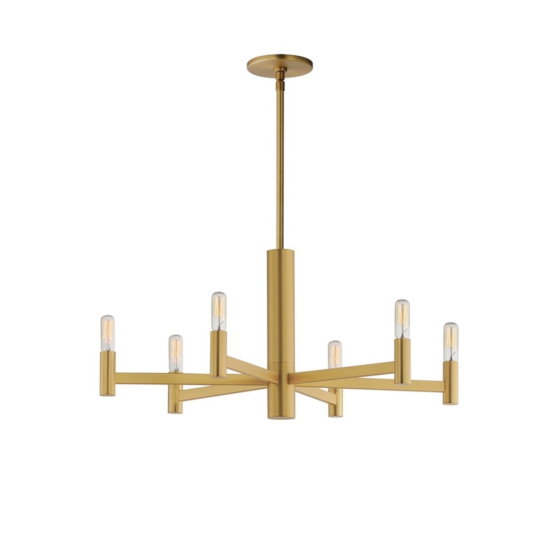 Emana Six Light Chandelier in Natural Aged Brass