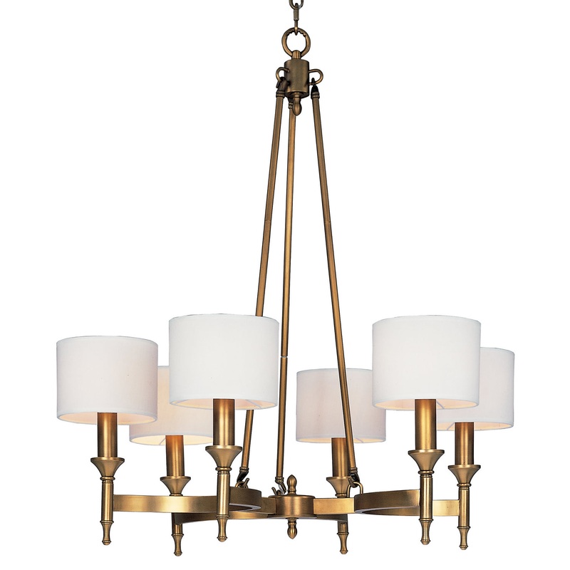 Fairmont Six Light Chandelier in Natural Aged Brass