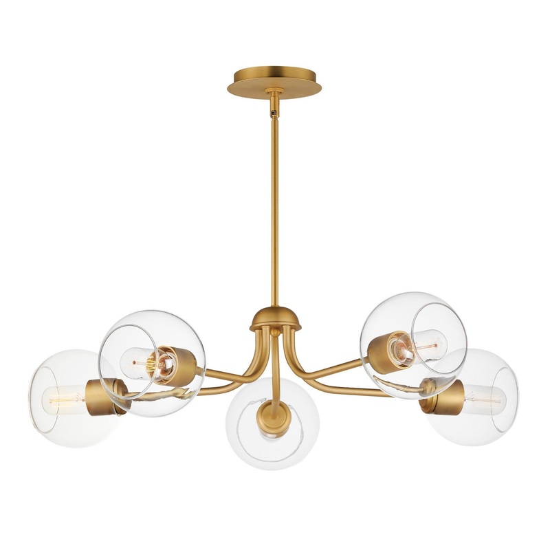 Knox Five Light Chandelier in Natural Aged Brass