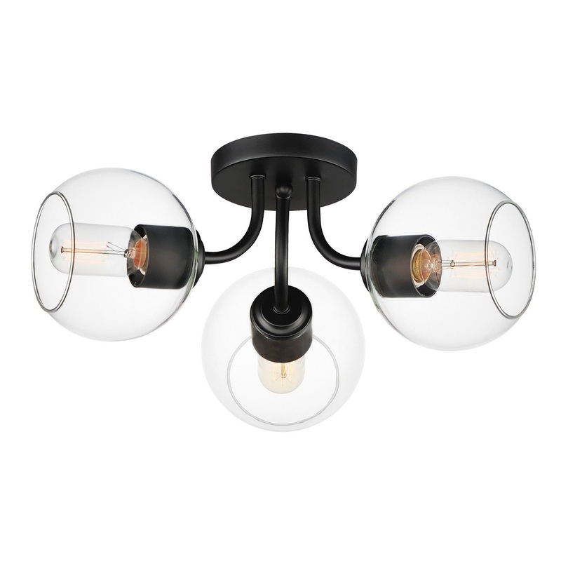 Knox Three Light Semi-Flush Mount in Black